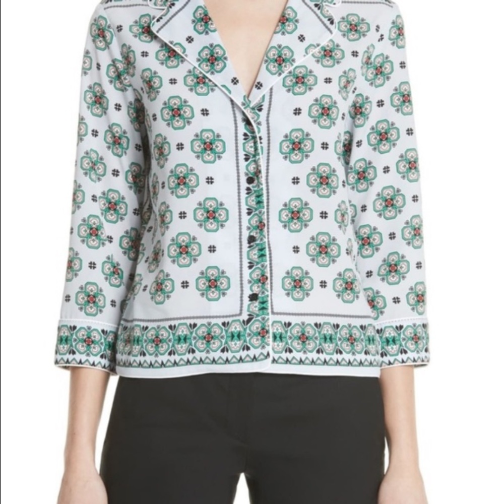 NWOT Sandro Satin Patterned Blouse - Picture 3 of 7